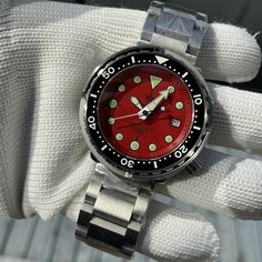 Наручные часы Steeldive, красный, серебряный