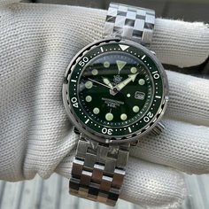 Наручные часы Steeldive, зеленый, серебряный