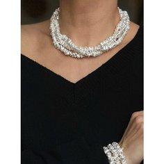 Колье Only Bijou, длина 42 см, белый/серебристый