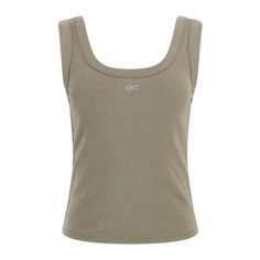 Майка GUESS SL TRIANGLE BLING RIB TANK, размер S, зеленый