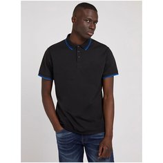 Поло GUESS SS SPORTS PIQUE TRNGL POLO, размер S, черный
