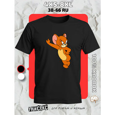 Футболка с принтом том и джерри tom and jerry, размер 4XS, черный Ginger Cate