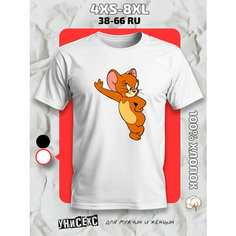 Футболка с принтом том и джерри tom and jerry, размер L, белый Ginger Cate