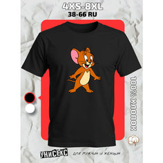 Футболка с принтом том и джерри tom and jerry, размер XXS, черный Ginger Cate