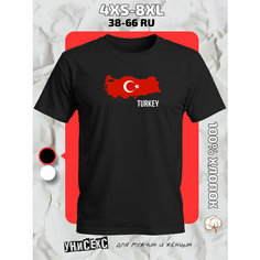 Футболка с принтом флагом Турции Turkey, размер M, черный Ginger Cate