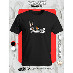 Футболка с принтом bugs bunny багз банни, размер 4XL, черный Ginger Cate