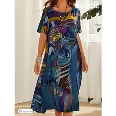 Платье Весна-лето 2024, размер INT XXL, синий Нет бренда