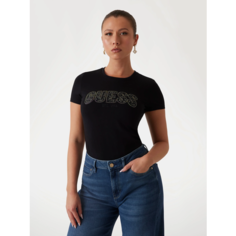Футболка GUESS CN SS Logo Lace Tee, размер L, черный