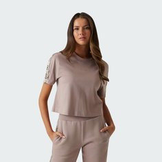 Футболка GUESS Side logo t-shirt, размер S, бежевый/коричневый