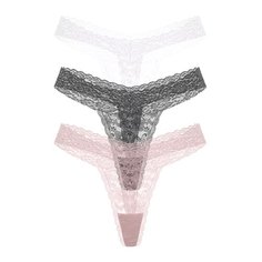 Трусы GUESS, комплект из 3 шт., размер L, черный/белый/розовый