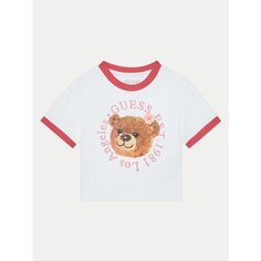 Футболка GUESS Crop SS T-shirt, размер 14 лет, белый