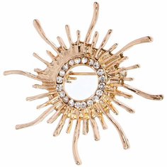 Брошь Восток, стекло, кристаллы Swarovski, 1 шт., золотой