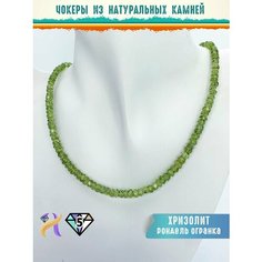 Колье, хризолит, длина 38 см, зеленый Нет бренда