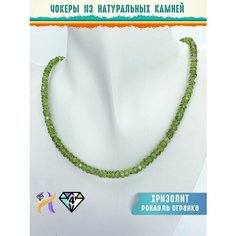 Колье, хризолит, длина 38 см, зеленый Нет бренда