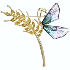 Брошь Восток, стекло, кристаллы Swarovski, эмаль, 1 шт., золотой