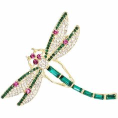 Брошь Восток, стекло, кристаллы Swarovski, 1 шт., красный, зеленый, золотой