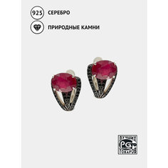 Серьги Кристалл Мечты, серебро, 925 проба, чернение, родирование, шпинель, рубин, длина 1.5 см, , красный