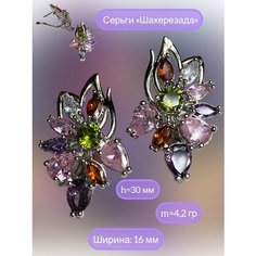 Серьги Florento, хрусталь, кристалл, розовый/фиолетовый