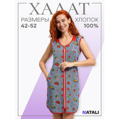 Халат Натали Суслова, размер 50, красный, синий