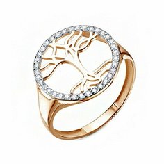Кольцо JEWELIN, красное золото, 585 проба, фианит
