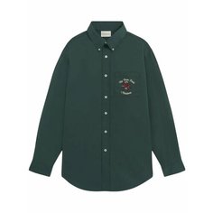 Рубашка Drole de Monsieur La Chemise Slogan Fleurs, размер L, зелeный