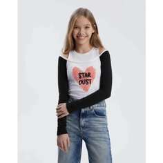 Лонгслив Gloria Jeans, размер 12-14л/158-164, черный/белый
