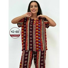 Пижама SABO textile, размер XL, бордовый, коричневый