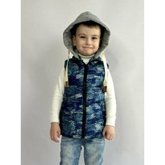Жилет, размер 110, серый/синий Нет бренда
