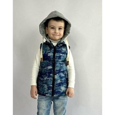 Жилет, размер 104, серый/синий Нет бренда