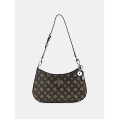 Сумка багет GUESS, фактура зернистая, коричневый