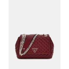 Сумка багет GUESS, фактура стеганая, малиновый