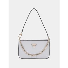 Сумка багет GUESS, фактура тиснение, серый/лавандовый