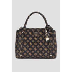 Сумка тоут GUESS, фактура зернистая, матовая, тиснение, коричневый
