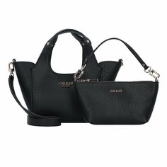 Сумка GUESS, фактура тиснение, матовая, черный
