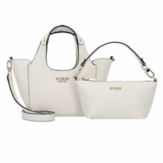 Сумка GUESS, фактура тиснение, матовая, белый