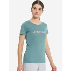 Футболка OUTVENTURE Cheget Womens Hiking Slub T-shirt, размер 44, сине-зеленый