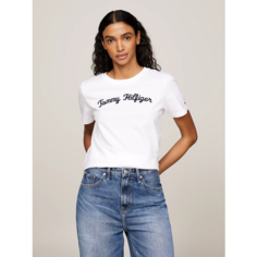 Футболка TOMMY HILFIGER Script Logo Embroidery, размер S, white