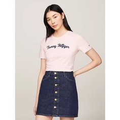 Футболка TOMMY HILFIGER Script Logo Embroidery, размер L, pink