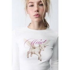 Лонгслив Befree, размер L/XL, , белый принт графика