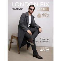 Пальто, размер 48, серый меланж Нет бренда