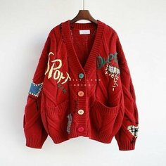 Кардиган размер S(В пределах 45 кг), , красный/белый Нет бренда