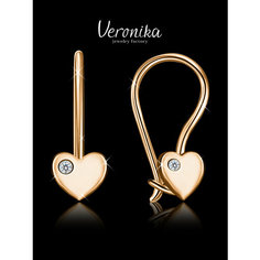 Серьги Veronika, серебро, 925 проба, золочение, фианит, , желтый