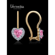 Серьги Veronika, серебро, 925 проба, золочение, фианит, , розовый/желтый