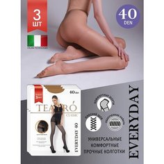 Колготки TEATRO, 40 den, 3 шт., размер 3, бежевый