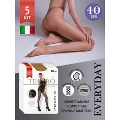 Колготки TEATRO, 40 den, 5 шт., размер 4, бежевый