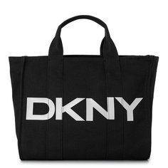Сумка тоут DKNY, фактура гладкая, черный