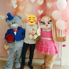 Иностранная пара, надувной плюшевый мишка, мультяшный костюм, размер 160-180, розовая юбка Нет бренда