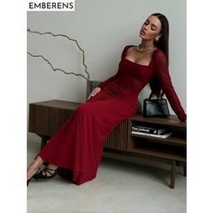 Платье EMBERENS Весна-лето 2025, размер L, бордовый
