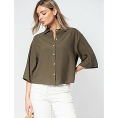 Блуза Базовая коллекция, размер 56, оливковый Moda Vip