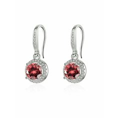 Серьги, фианит, серебристый/красный be Self True Jewel
